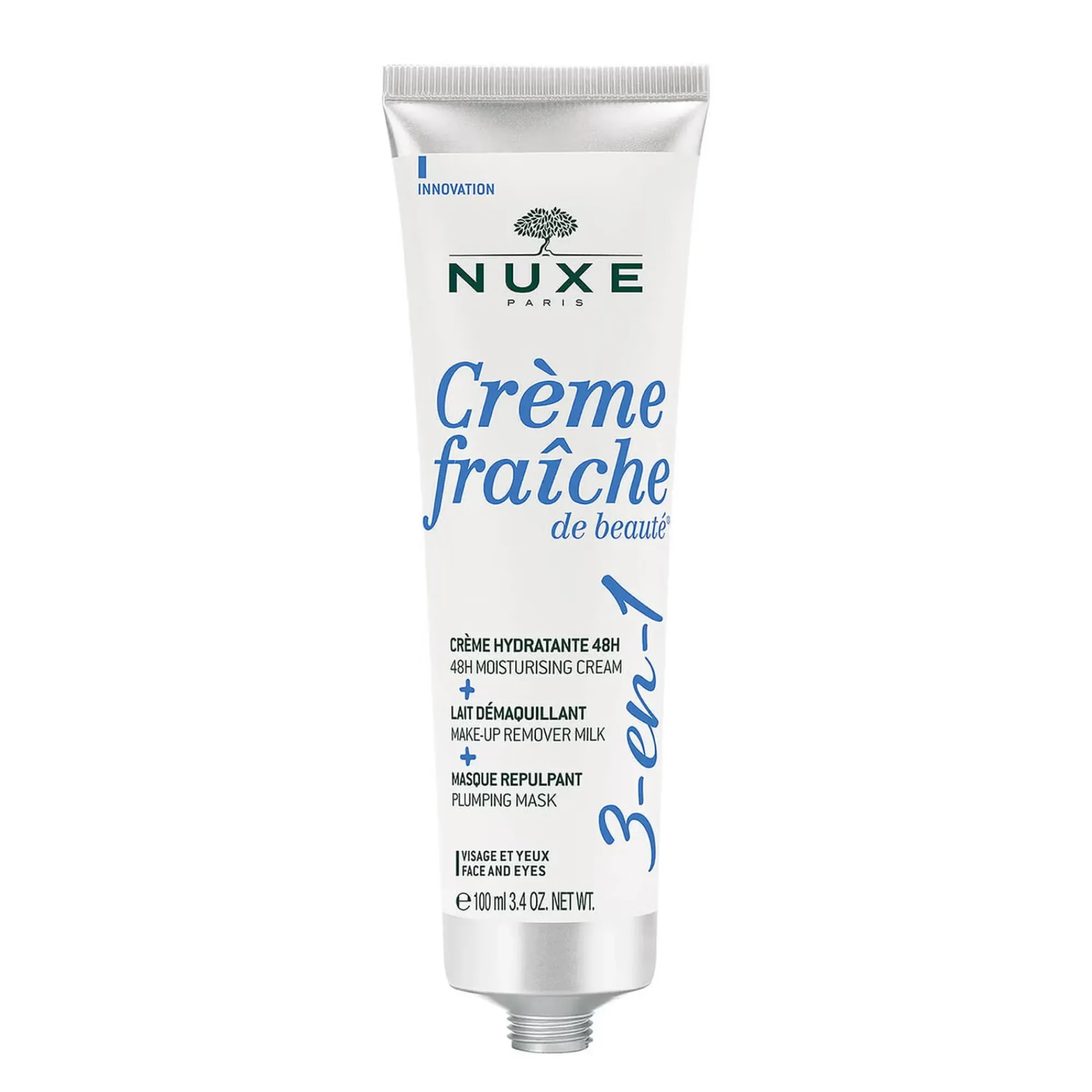 NUXE Maschera|Maschera E Esfolianto^Crème fraîche de beauté® 3 in 1, Crema idratante 48h, Latte struccante, Maschera rimpolpante