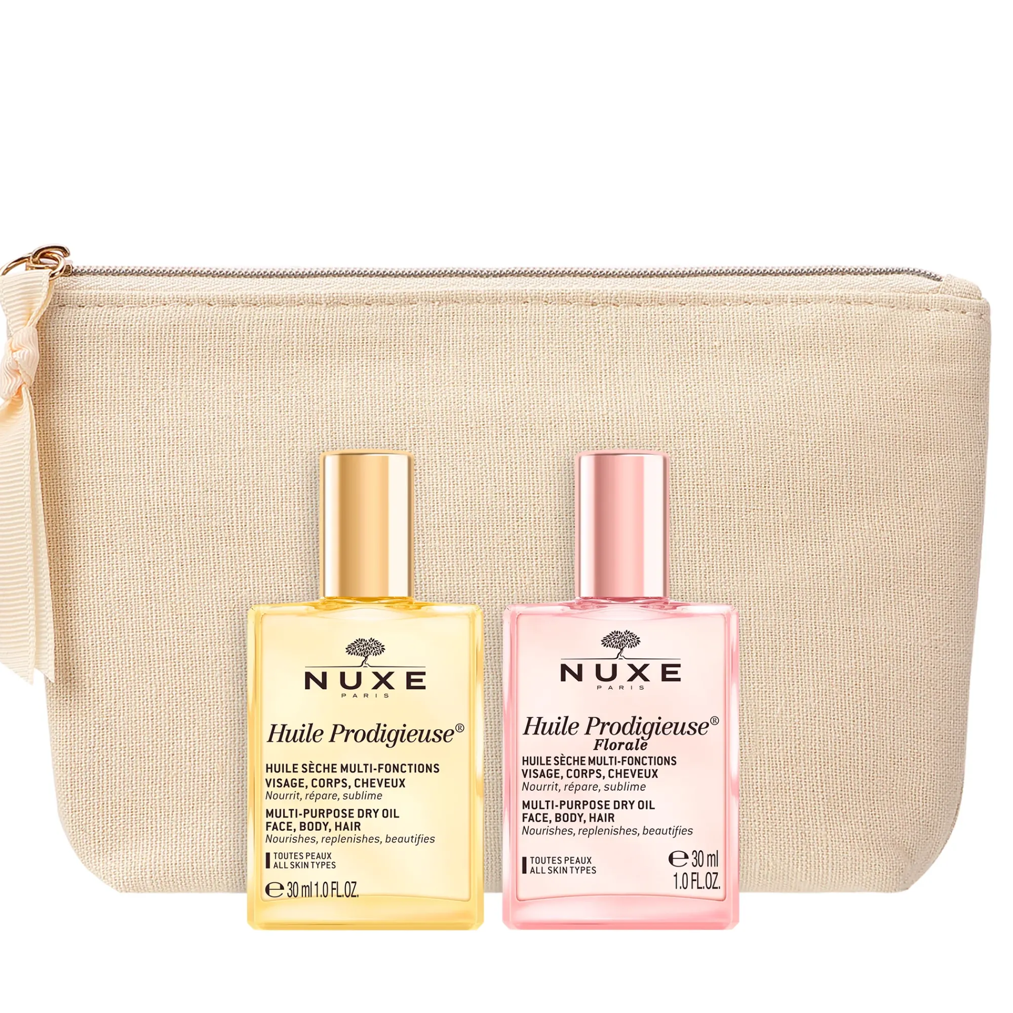 NUXE Olio Per Capelli|Olio Per Il Corpo^Duo Huile Prodigieuse® Classico e Florale 30ml- Olio secco per viso, corpo e capelli